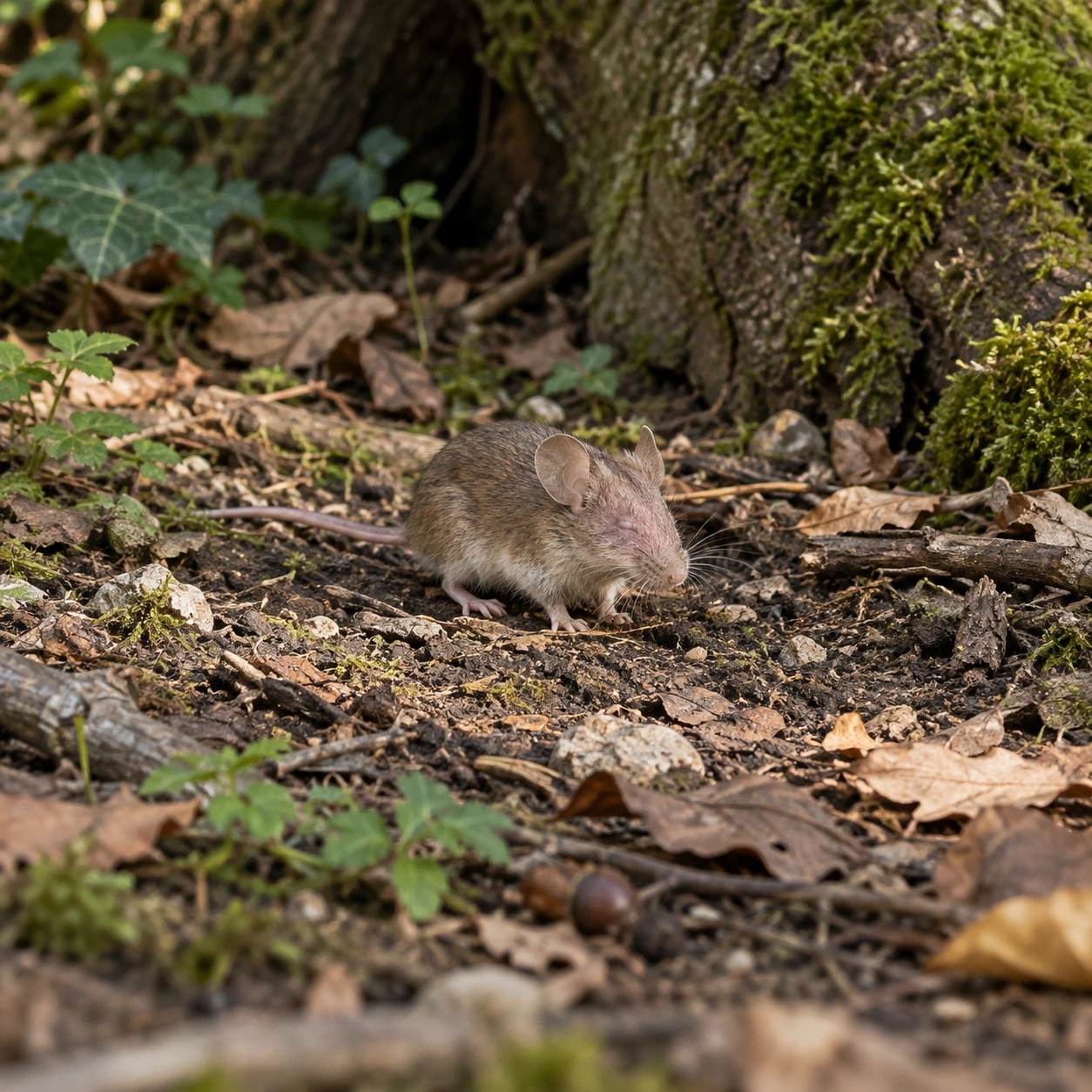 Blind mouse in a dream — illustration
