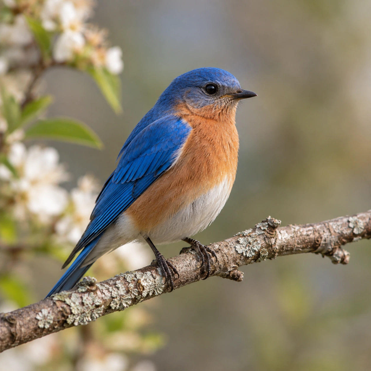 A small bird perched on a flowering branch