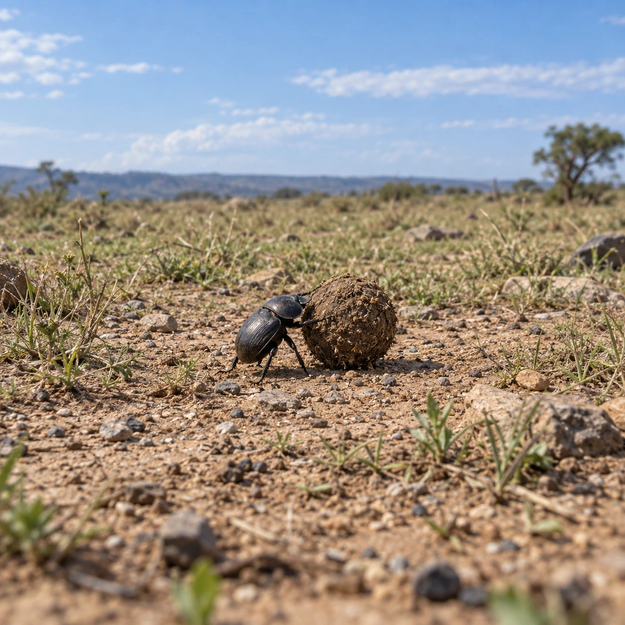 Dung beetle in a dream — illustration