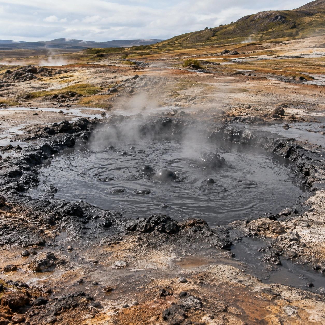 Hot black mud in a dream — illustration