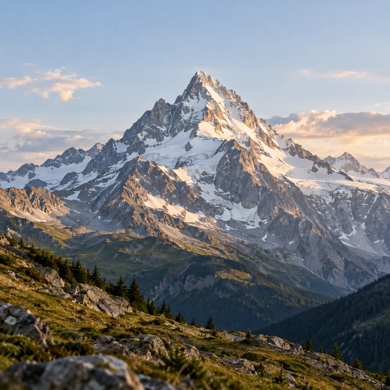 A rugged mountain peak in natural daylight