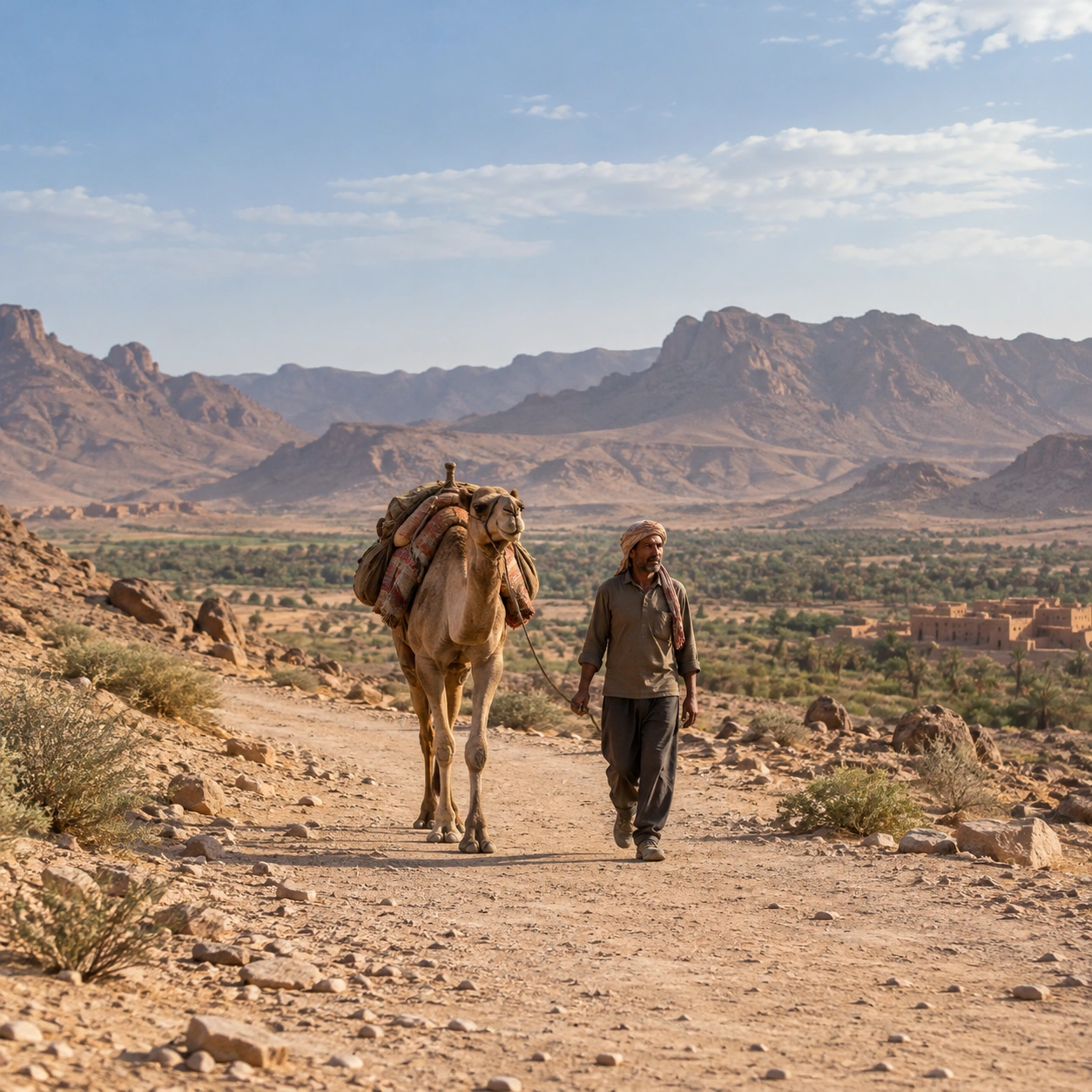 Camel driver in a dream — illustration